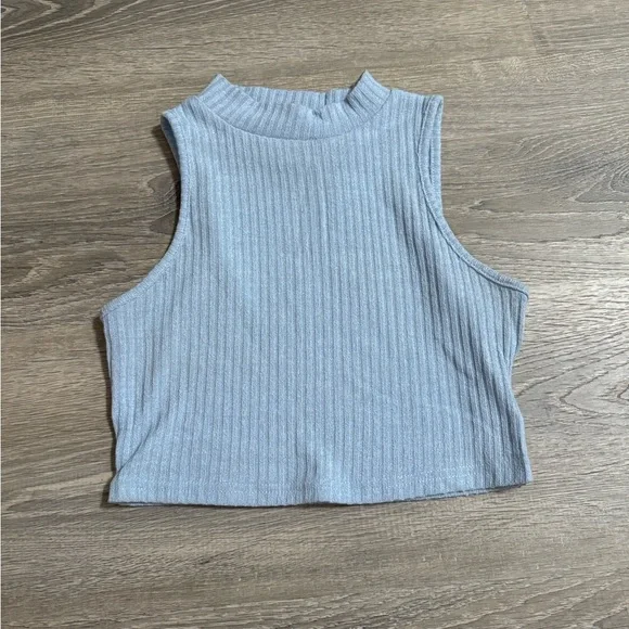 High Neck Baby Blue Crop - Picture 1 of 2